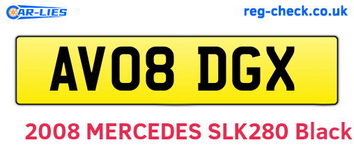 AV08DGX are the vehicle registration plates.