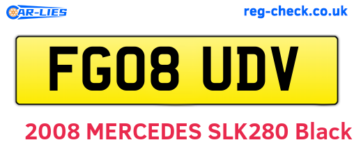 FG08UDV are the vehicle registration plates.