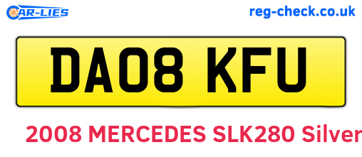 DA08KFU are the vehicle registration plates.