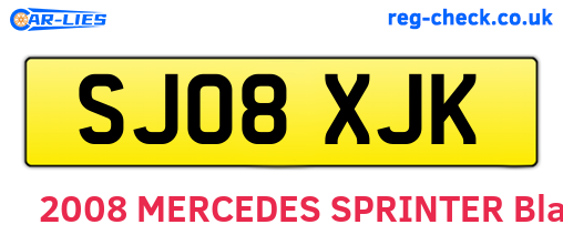 SJ08XJK are the vehicle registration plates.