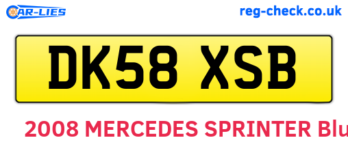 DK58XSB are the vehicle registration plates.