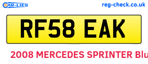 RF58EAK are the vehicle registration plates.