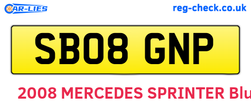 SB08GNP are the vehicle registration plates.