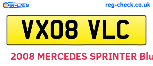 VX08VLC are the vehicle registration plates.