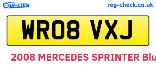 WR08VXJ are the vehicle registration plates.