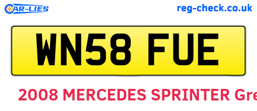 WN58FUE are the vehicle registration plates.
