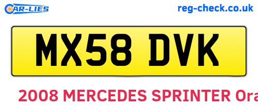 MX58DVK are the vehicle registration plates.