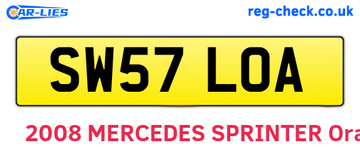 SW57LOA are the vehicle registration plates.