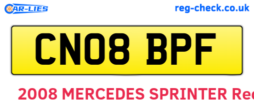 CN08BPF are the vehicle registration plates.