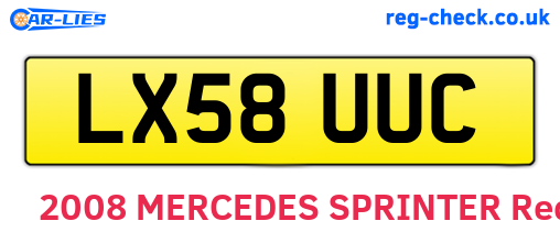LX58UUC are the vehicle registration plates.