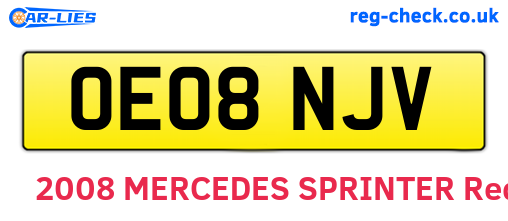 OE08NJV are the vehicle registration plates.