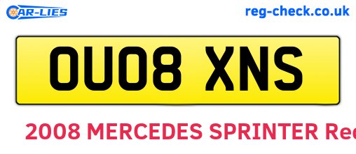 OU08XNS are the vehicle registration plates.