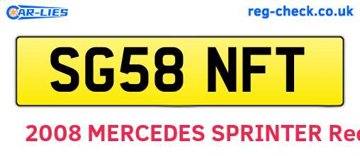 SG58NFT are the vehicle registration plates.