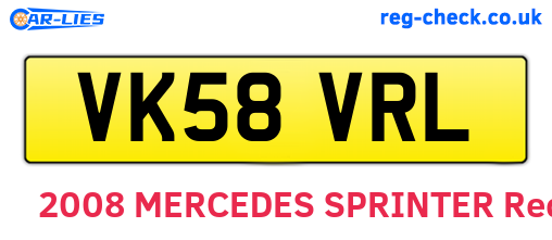 VK58VRL are the vehicle registration plates.