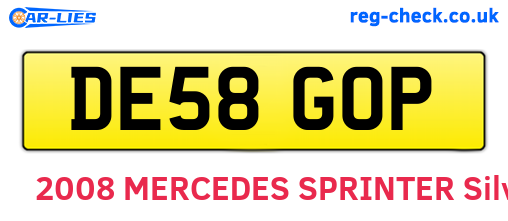 DE58GOP are the vehicle registration plates.