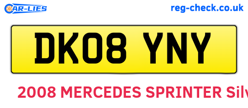DK08YNY are the vehicle registration plates.