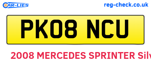PK08NCU are the vehicle registration plates.