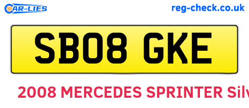 SB08GKE are the vehicle registration plates.
