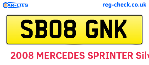 SB08GNK are the vehicle registration plates.