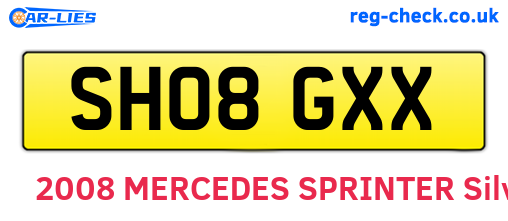 SH08GXX are the vehicle registration plates.