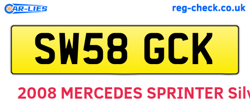 SW58GCK are the vehicle registration plates.