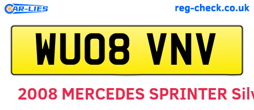 WU08VNV are the vehicle registration plates.