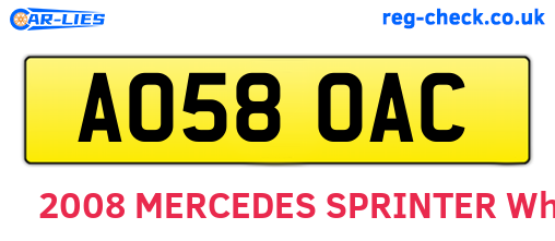 AO58OAC are the vehicle registration plates.