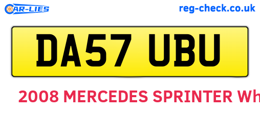 DA57UBU are the vehicle registration plates.