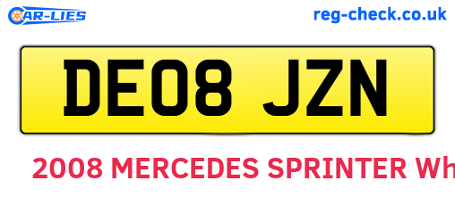 DE08JZN are the vehicle registration plates.