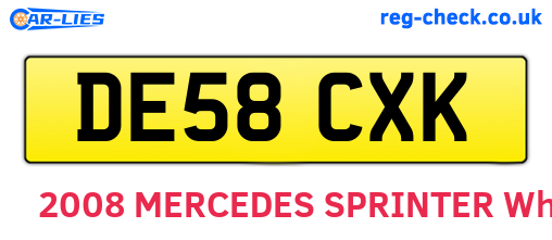 DE58CXK are the vehicle registration plates.