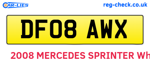 DF08AWX are the vehicle registration plates.