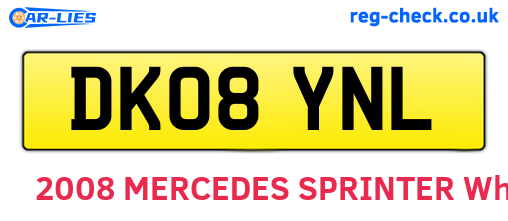 DK08YNL are the vehicle registration plates.