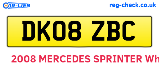 DK08ZBC are the vehicle registration plates.