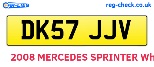 DK57JJV are the vehicle registration plates.