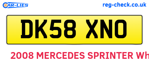 DK58XNO are the vehicle registration plates.