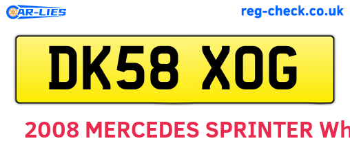 DK58XOG are the vehicle registration plates.
