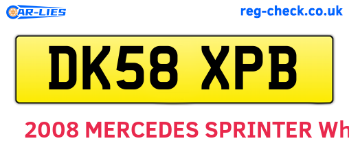 DK58XPB are the vehicle registration plates.