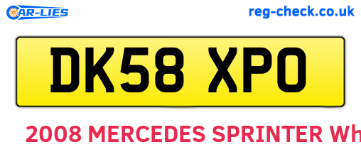 DK58XPO are the vehicle registration plates.