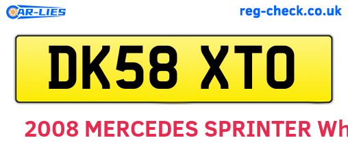 DK58XTO are the vehicle registration plates.