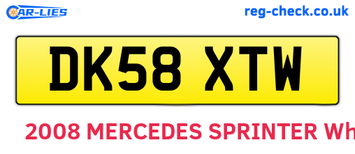 DK58XTW are the vehicle registration plates.