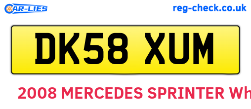 DK58XUM are the vehicle registration plates.