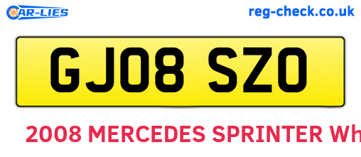 GJ08SZO are the vehicle registration plates.