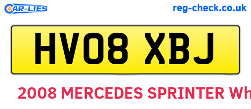 HV08XBJ are the vehicle registration plates.