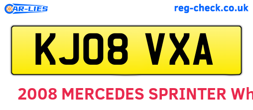 KJ08VXA are the vehicle registration plates.