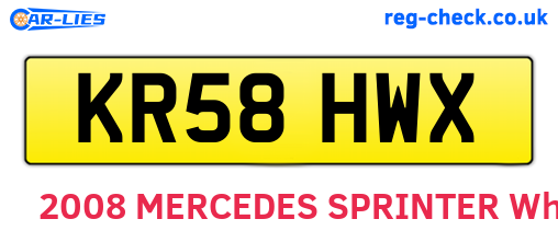 KR58HWX are the vehicle registration plates.