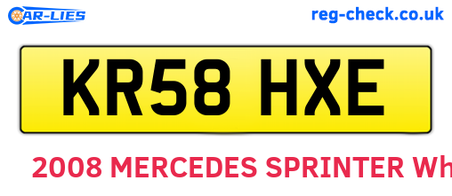 KR58HXE are the vehicle registration plates.