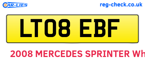 LT08EBF are the vehicle registration plates.