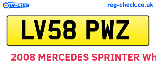LV58PWZ are the vehicle registration plates.