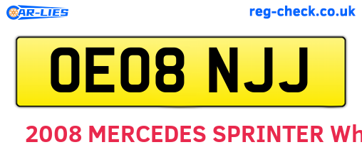 OE08NJJ are the vehicle registration plates.
