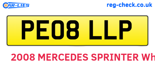 PE08LLP are the vehicle registration plates.
